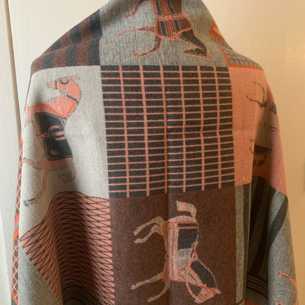 Reversible New Western Horse Scarf Shawl Pashmina Blanket Wrap - Picture 11 of 14